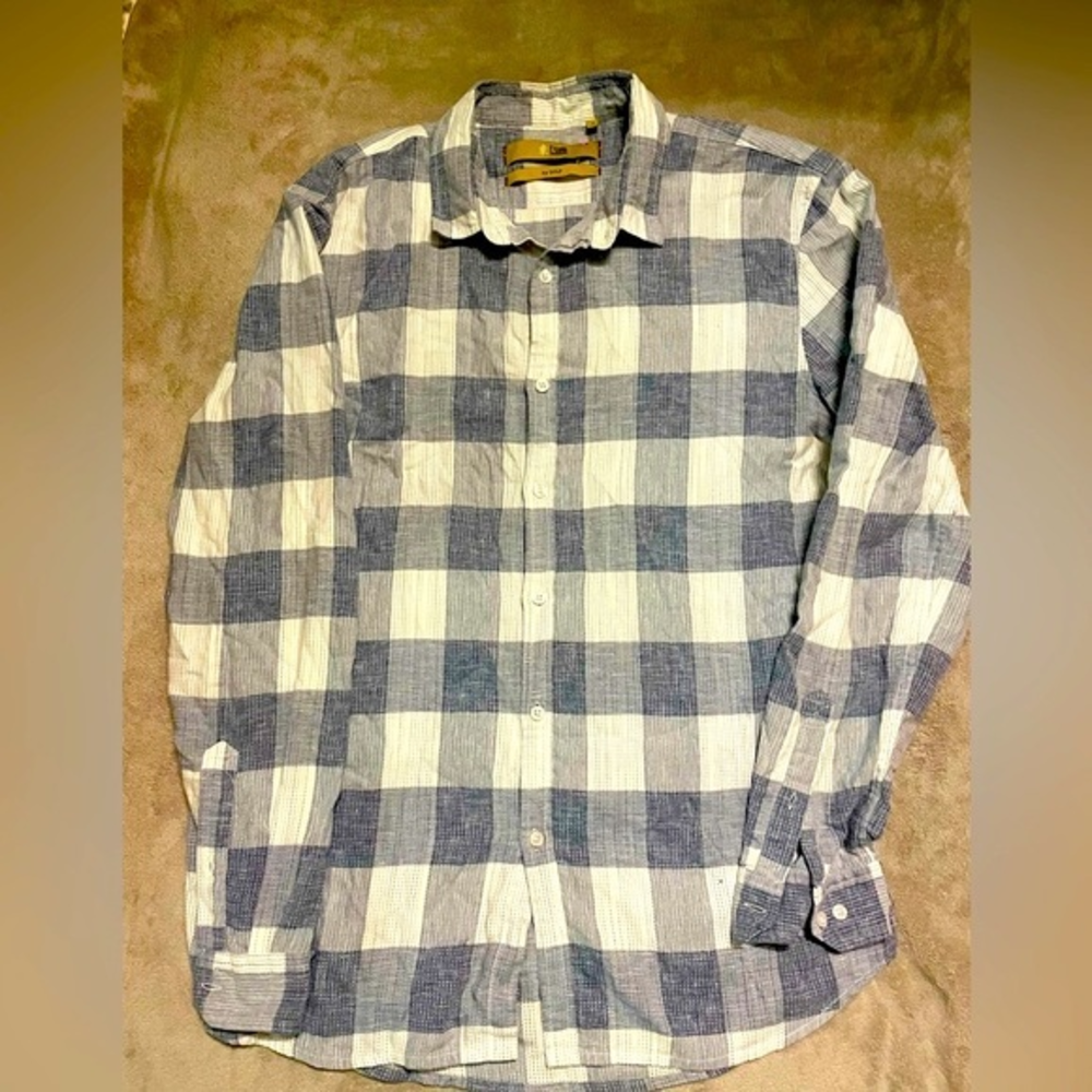 tsumi by golf long sleeve flannel Size XL Grey‎ And White Japanese.